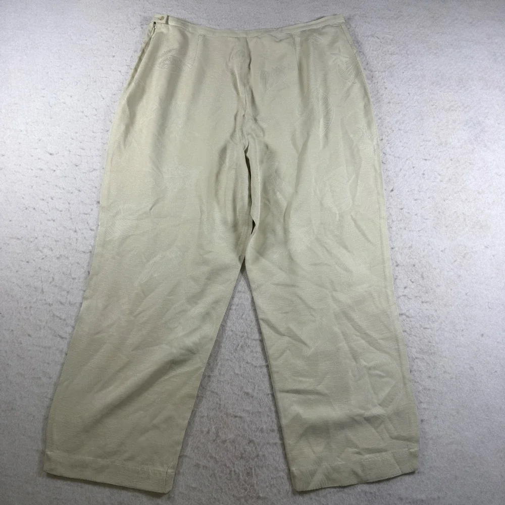 Tommy Bahama Silk Seashell Jacquard Wide Leg Pants Beige Womens 14 Side Zip